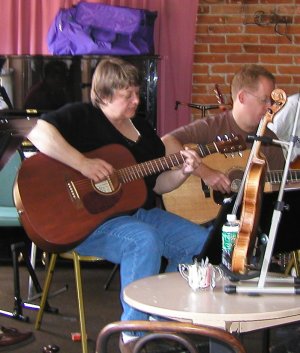 Cathy & Derek Kidd at Caffe Lena rehearsal, April 2003